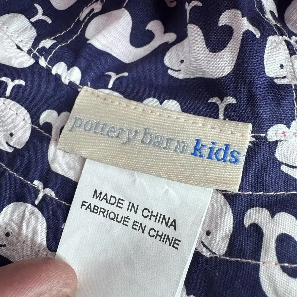 Pottery Barn Kids Whale Bucket Hat Pink Navy Reversible Baby Sun Hat